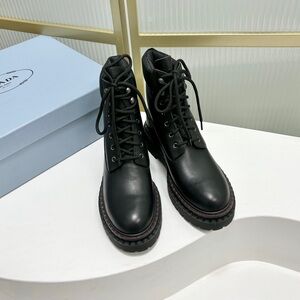 Prada Black Lace-Up Ankle Booties